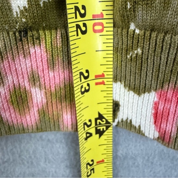 Talbots M Cardigan Sweater Watercolor Floral Roses 100% Cotton 3/4 Sleeve - Picture 8 of 9